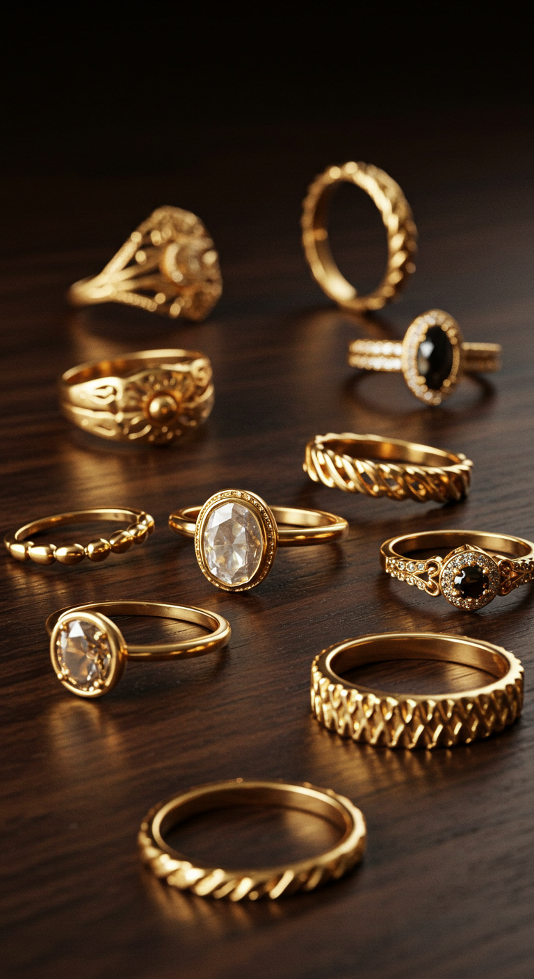 gold rings aesthetic