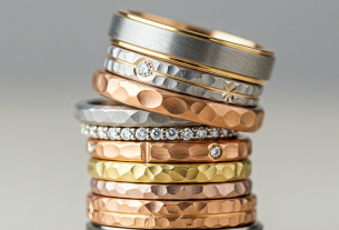 mixed metal wedding rings stack