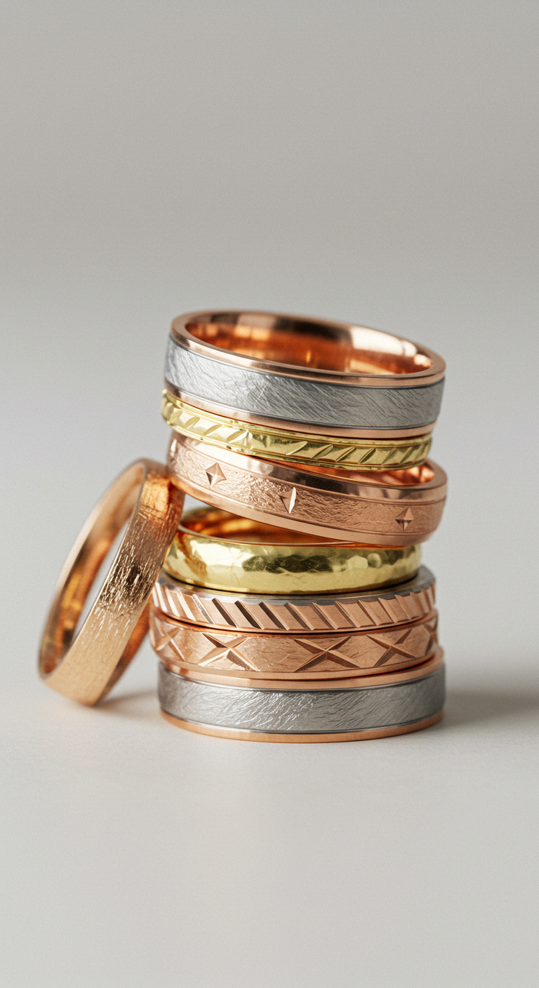 mixed metal wedding rings stack