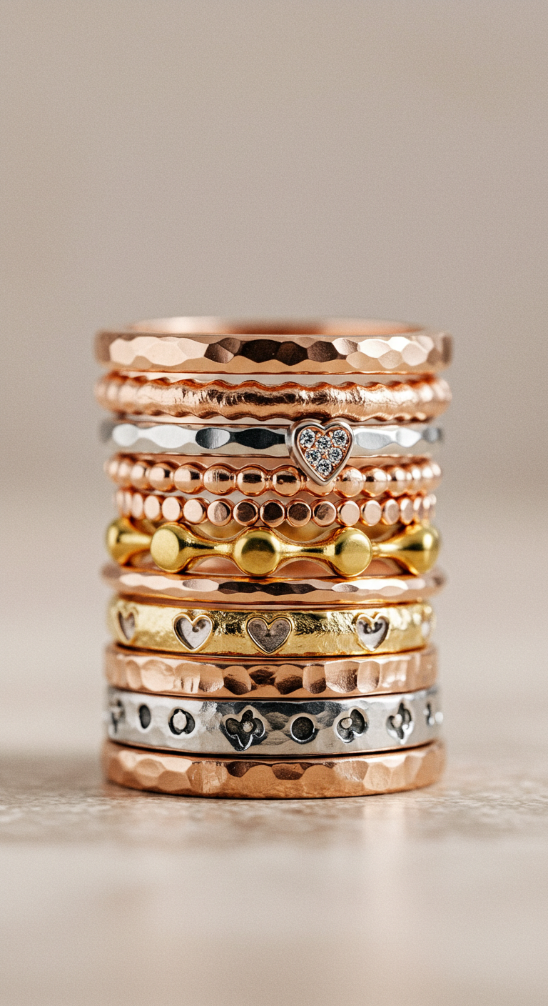 stacked rings aesthetic