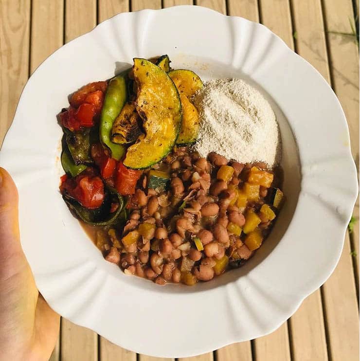 organic dish with beans flour vegetables