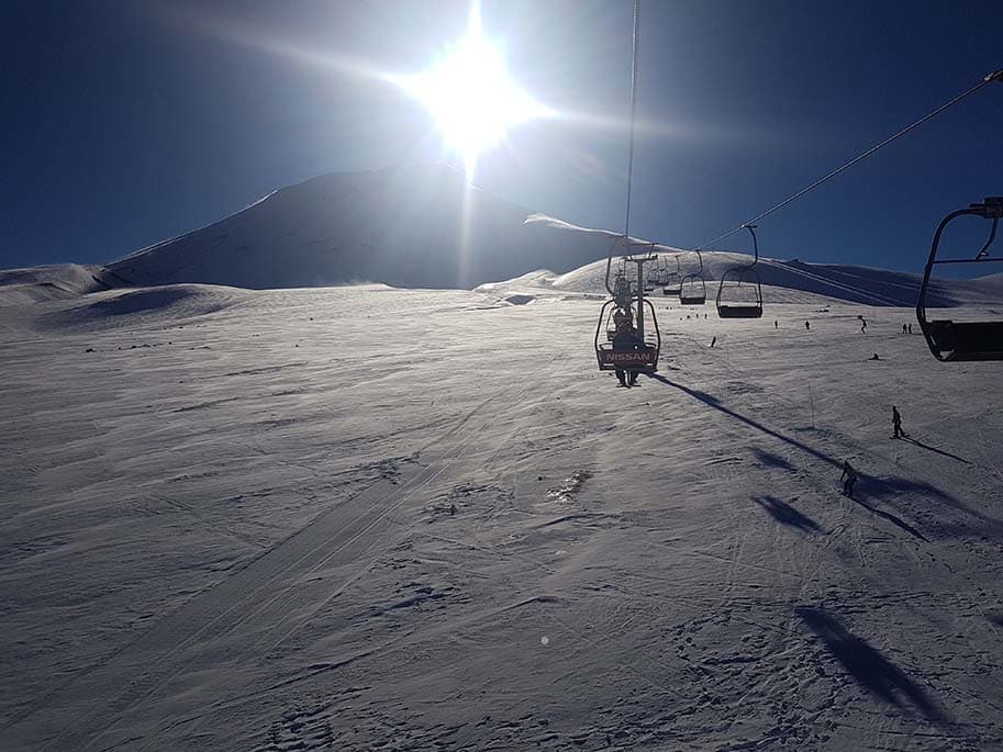 Skiing in Corralco, Chile