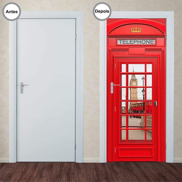 travel themed decoration phone booth door sticker