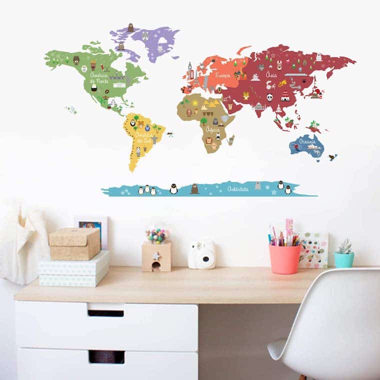 map sticker children's room decoration around the world