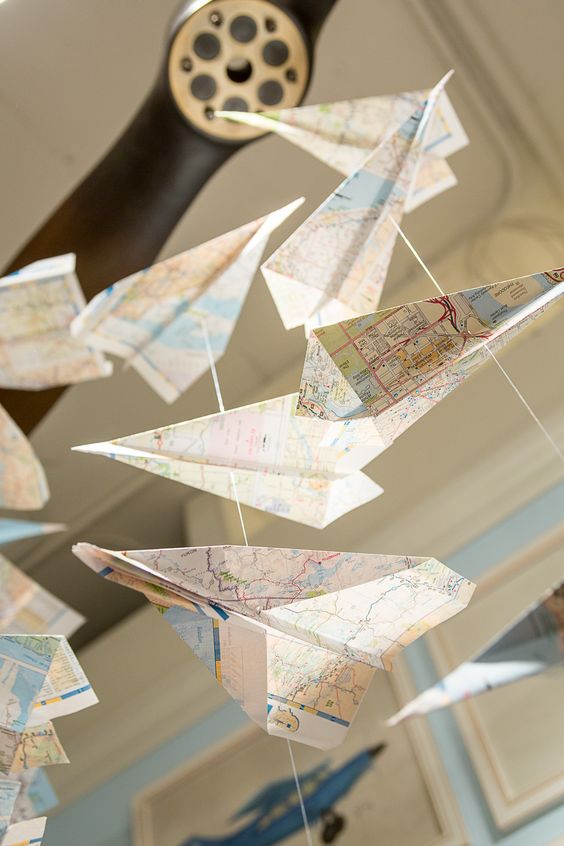 paper airplane mobile travel decoration