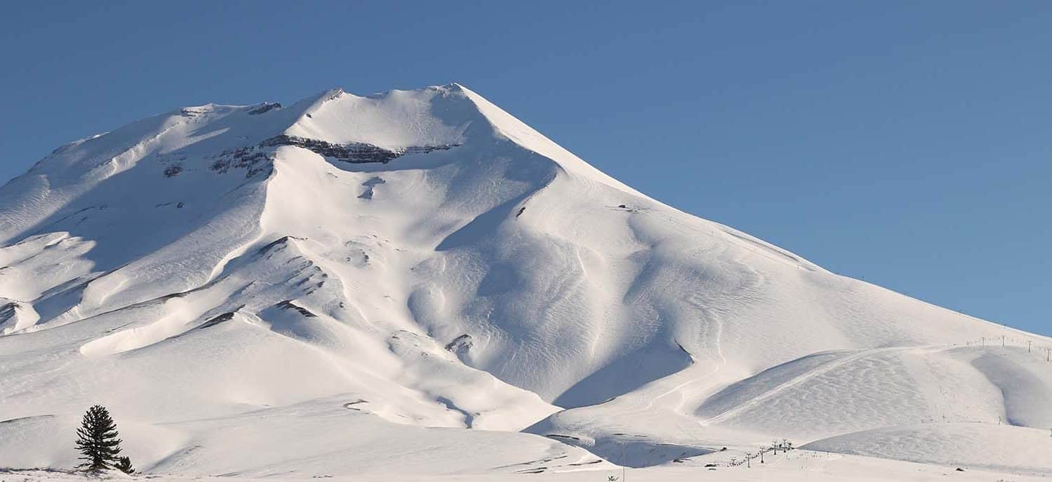 Volcanoes, snow and trails in the Malalcahuello National Reserve, Chile