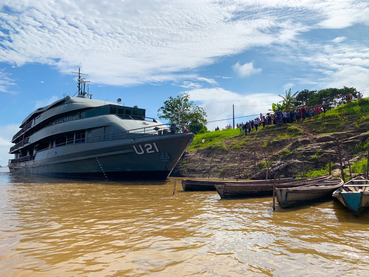 navy ship docked in amazon