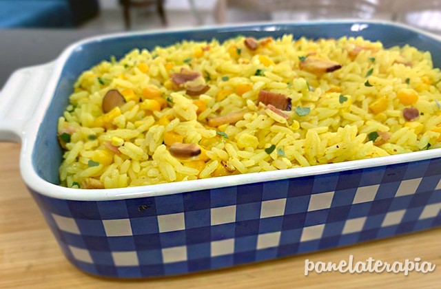 Yellow Bacon and Corn Rice – Panelaterapia