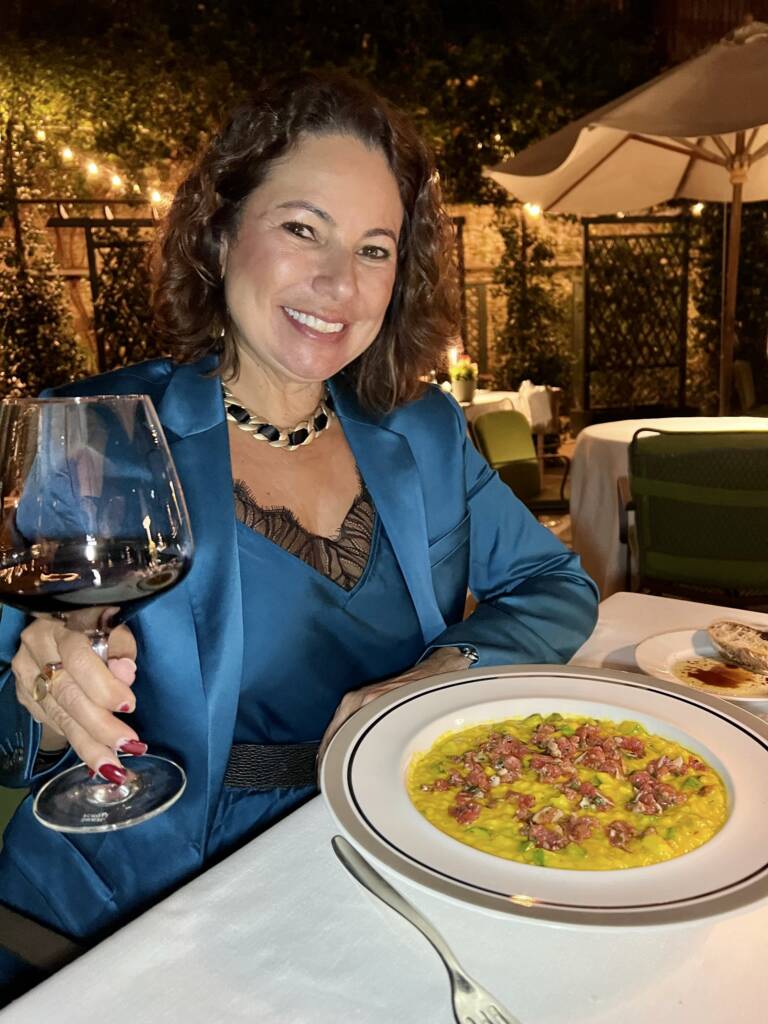 Dinner at Le Jardin de Russie, a sophisticated restaurant at the Hotel de Russie, in Rome