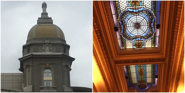 The hotel's dome and stained glass windows