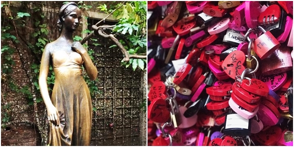 The statue of Juliet and the padlocks that represent love