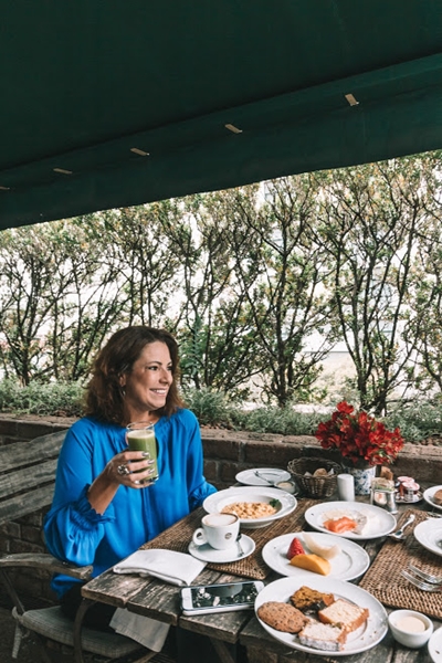 Renata Araújo at breakfast at Fasano SP