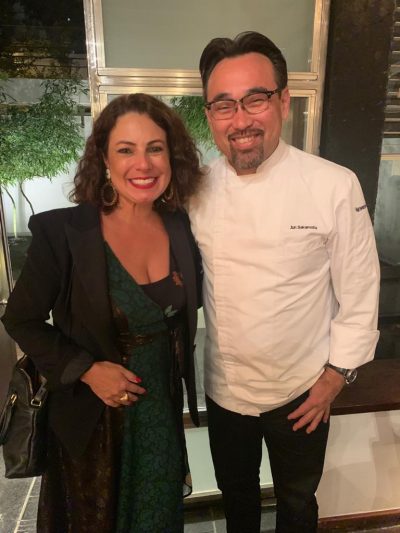 Chef Jun Sakamoto with Renata Araújo