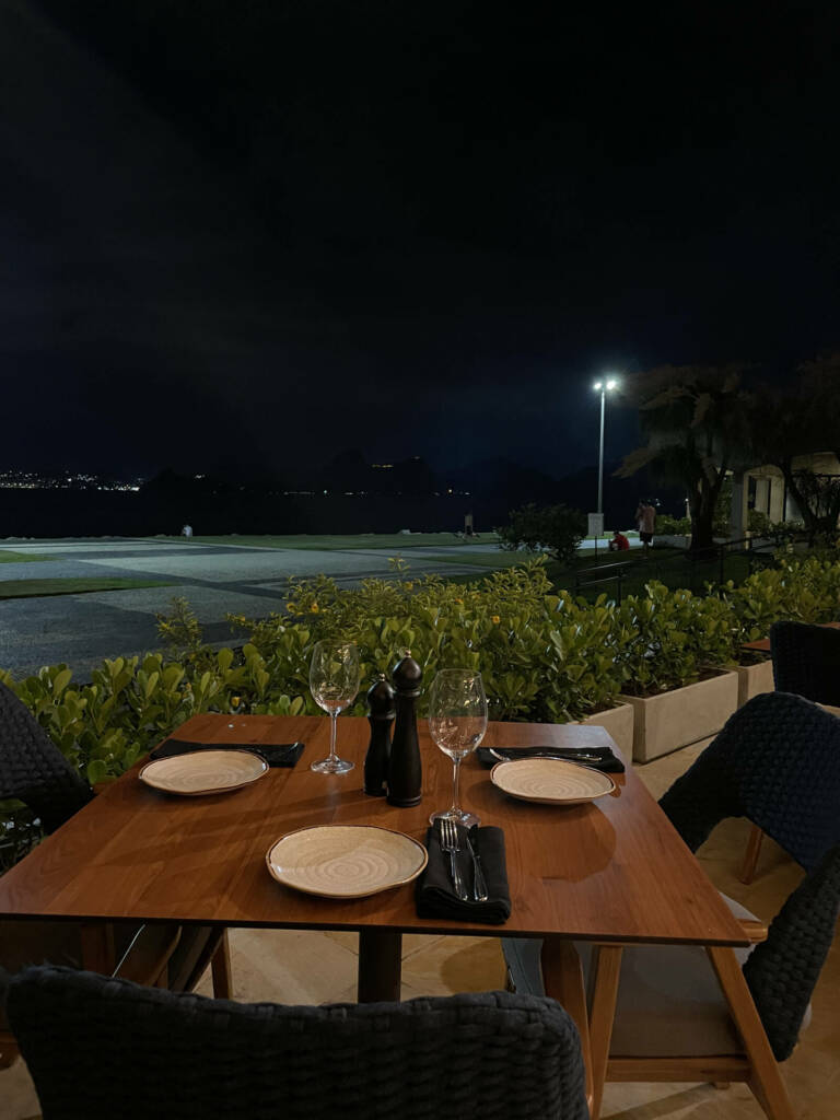 The night view of the Mediterranean restaurant