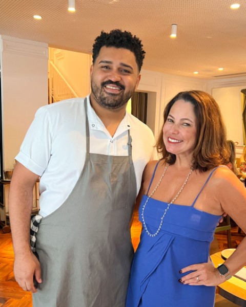 Renata Araújo with chef Danilo Parah from Rudä restaurant