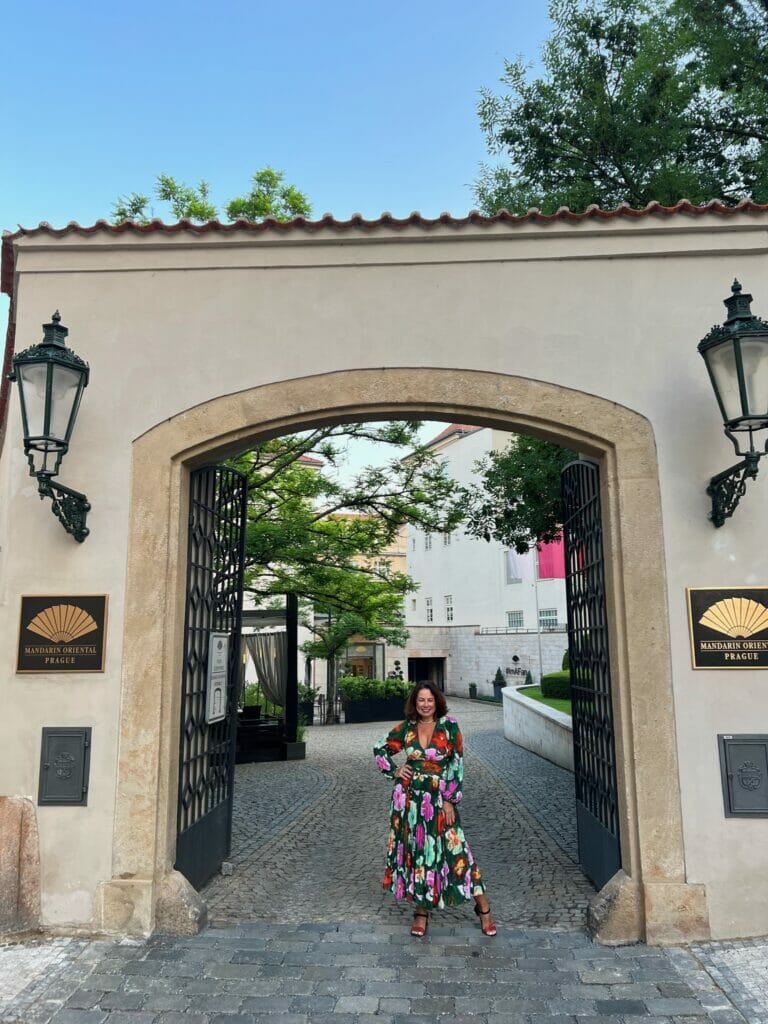 entrance of luxury hotel in Prague