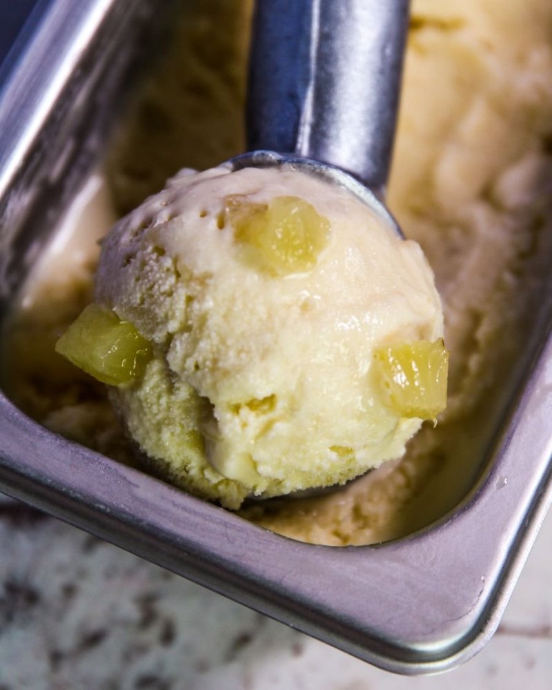 Pineapple Ice Cream Ball seen in detail