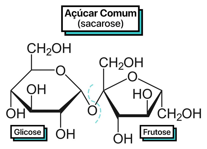 Schematization of the molecular structure of sucrose.