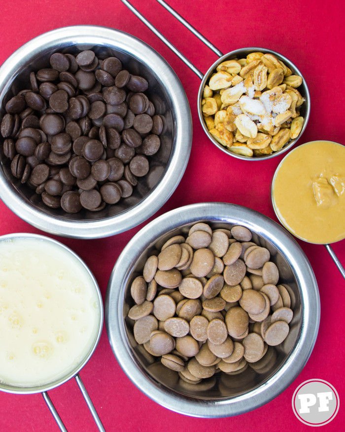 Zutaten für Schokoladen- und Erdnussbutter-Fudge