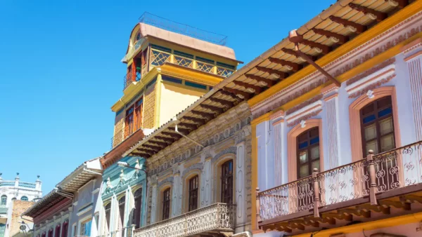 Where to stay in Cuenca, Ecuador: colorful buildings in the historic center