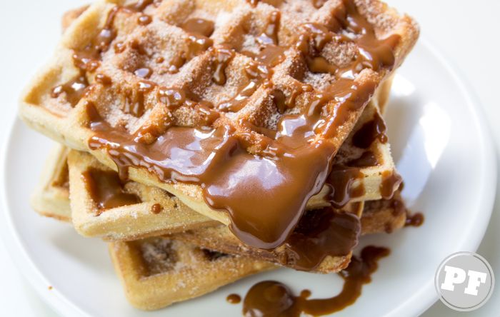 Waffle Churros with Dulce de Leche and Cinnamon