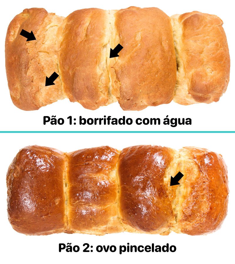 Comparison between bread sprinkled with water and brushed with egg