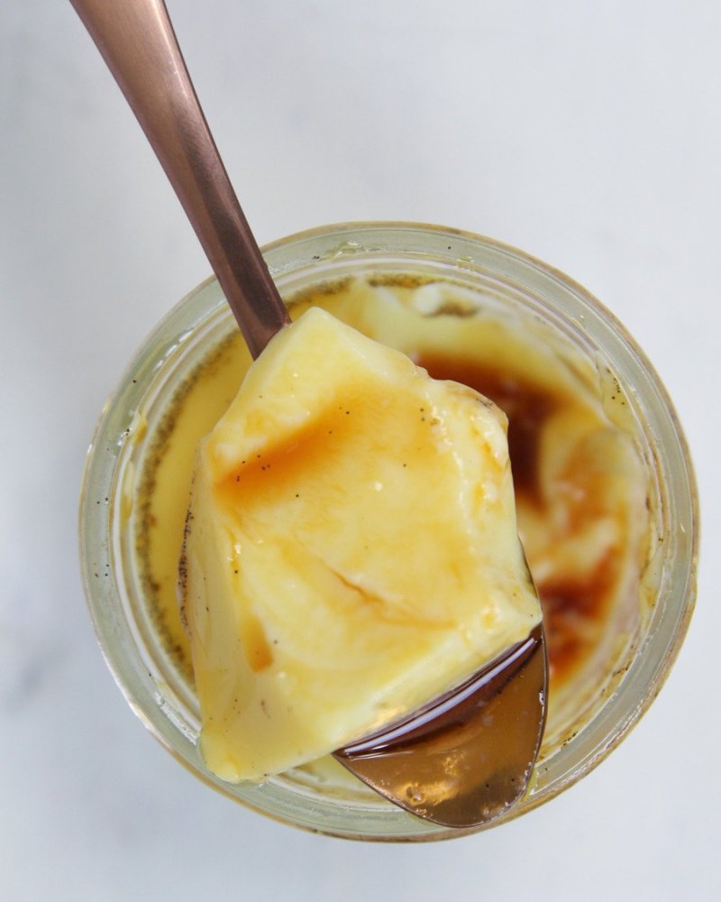 Condensed milk pudding in a jar