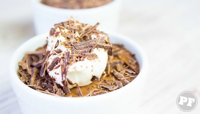 Chocolate Mousse with Irish Cream highlighted with whipped cream and chocolate shavings on top