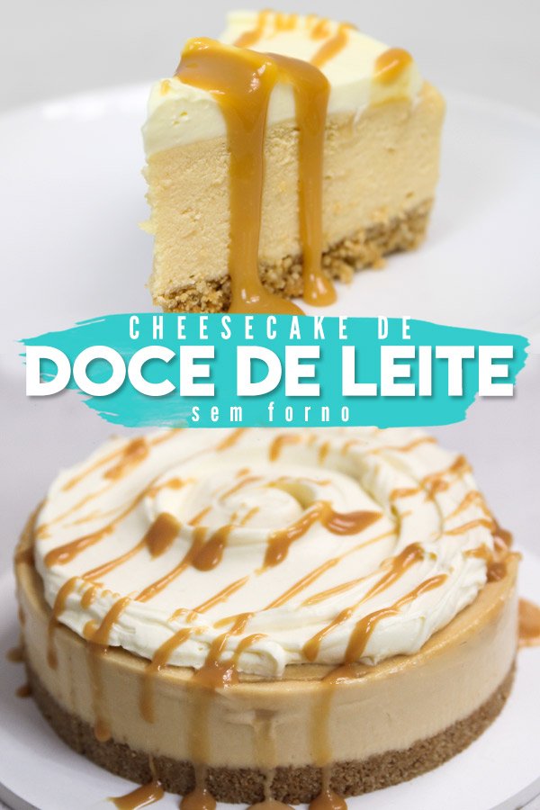 Whole Dulce de Leche Cheesecake seen from the side with dulce de leche dripping down