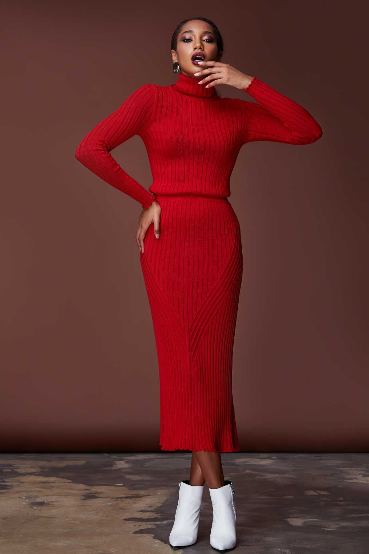 long red knitted dress