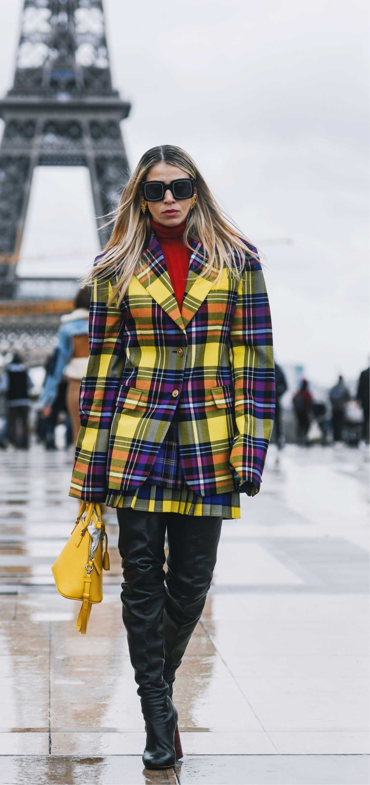 plaid coat look