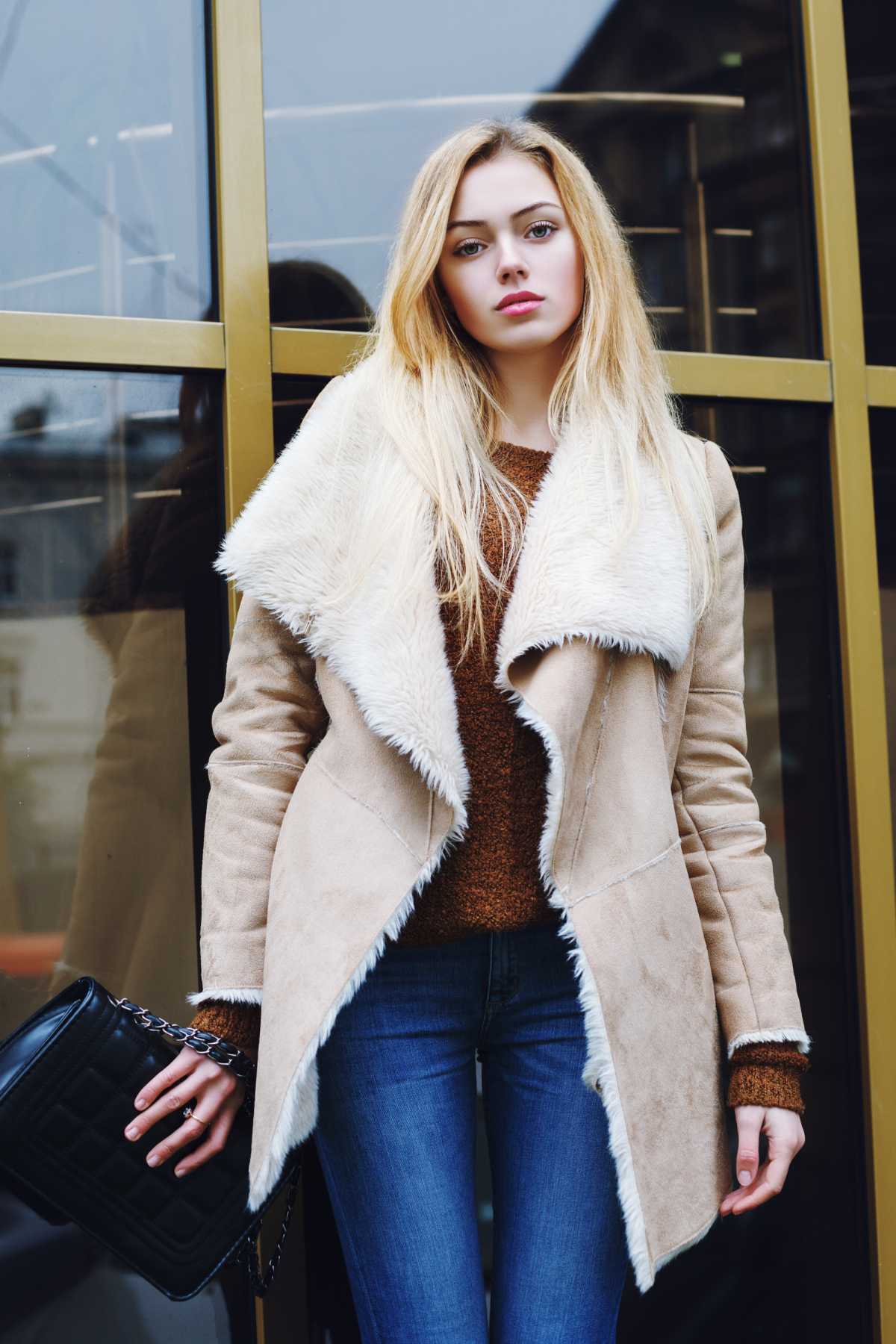 Faux fur coat is one of this winter's trends