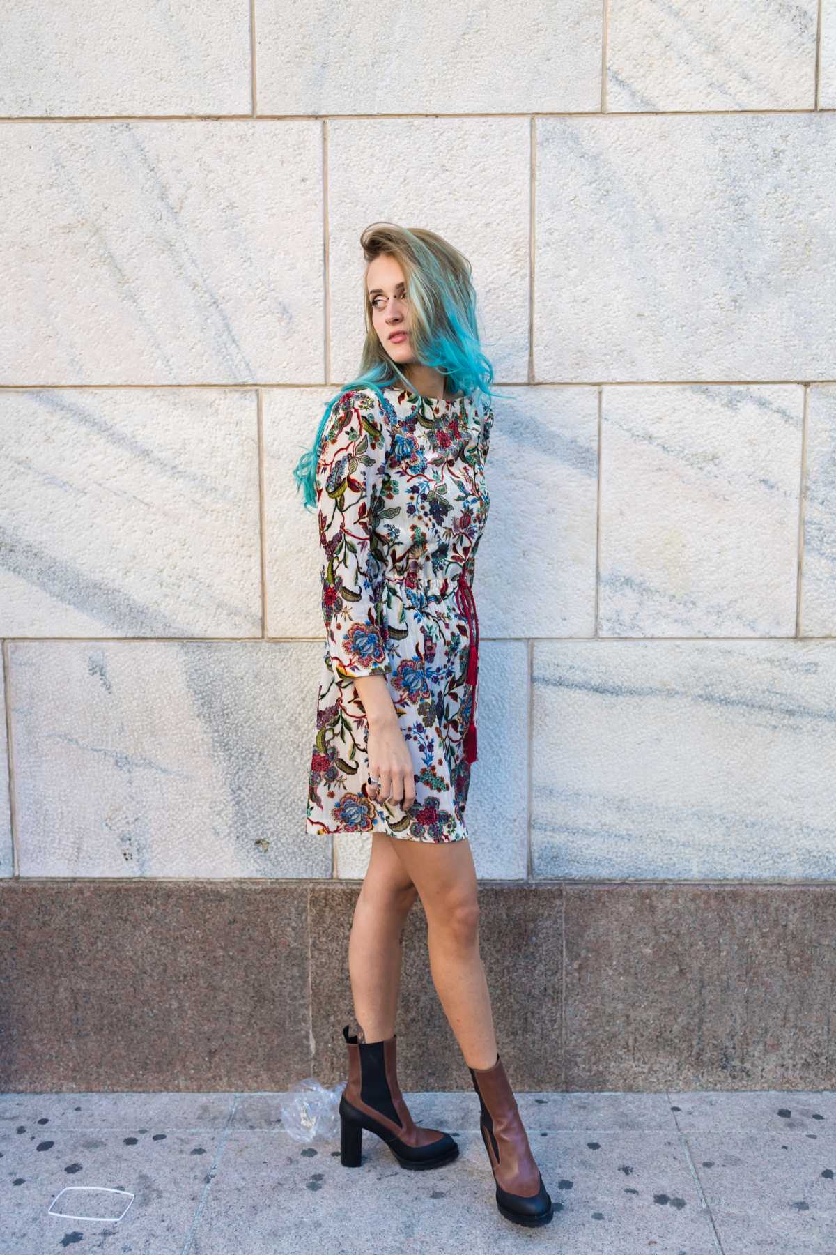 dress with flowers and boots