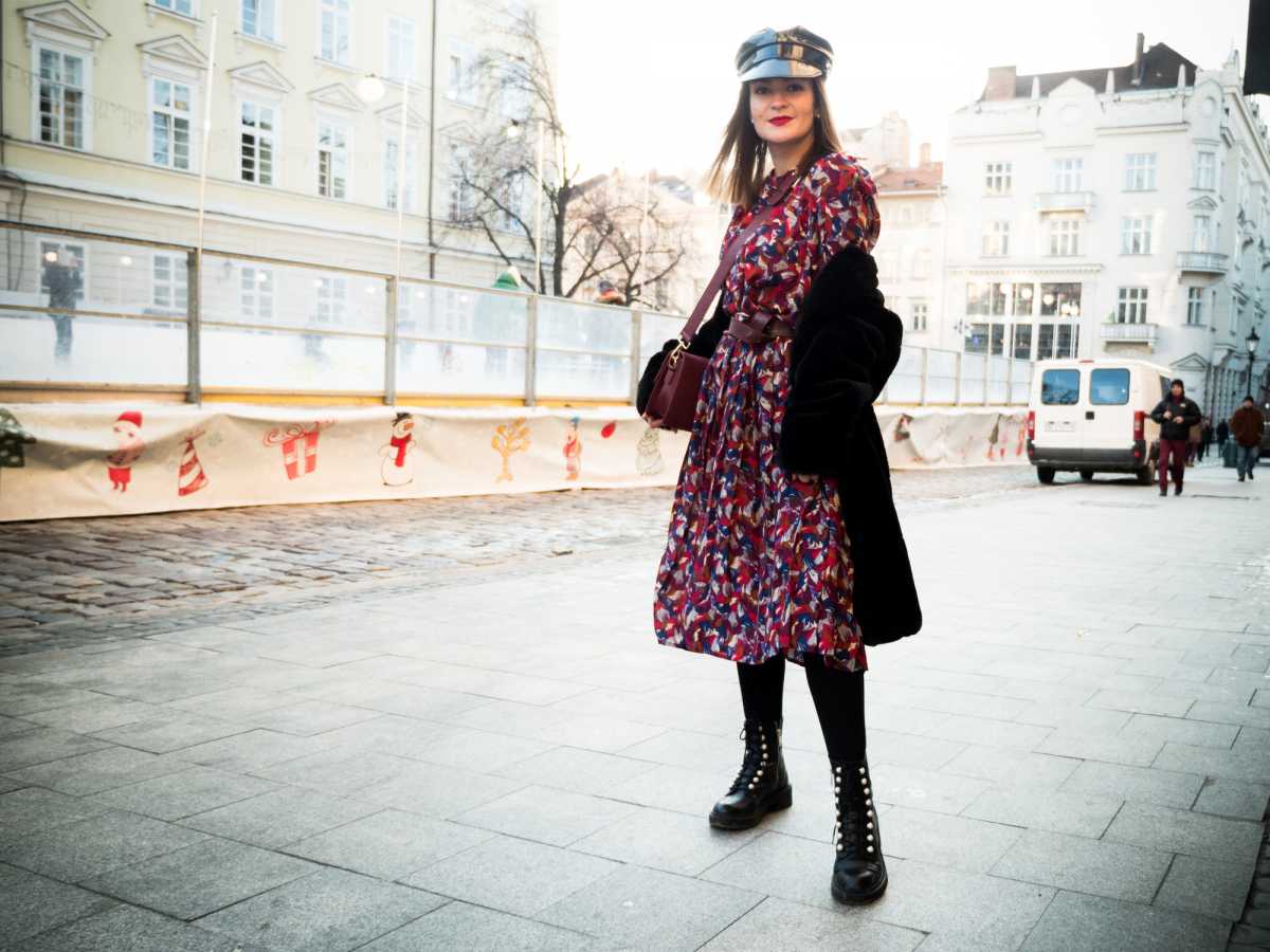 floral dress with rocker vibe