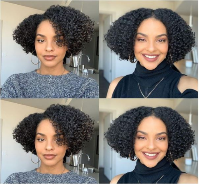 Short bob with a straight base is one of the best cuts for curly hair