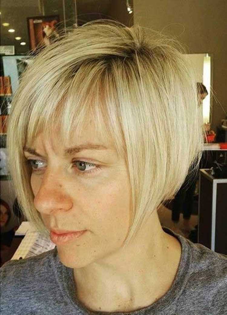 Blonde hair with long bob cut