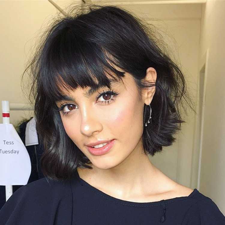 black hair with bangs