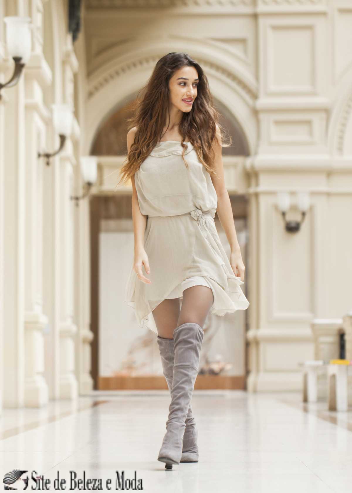 dress with long ankle boots