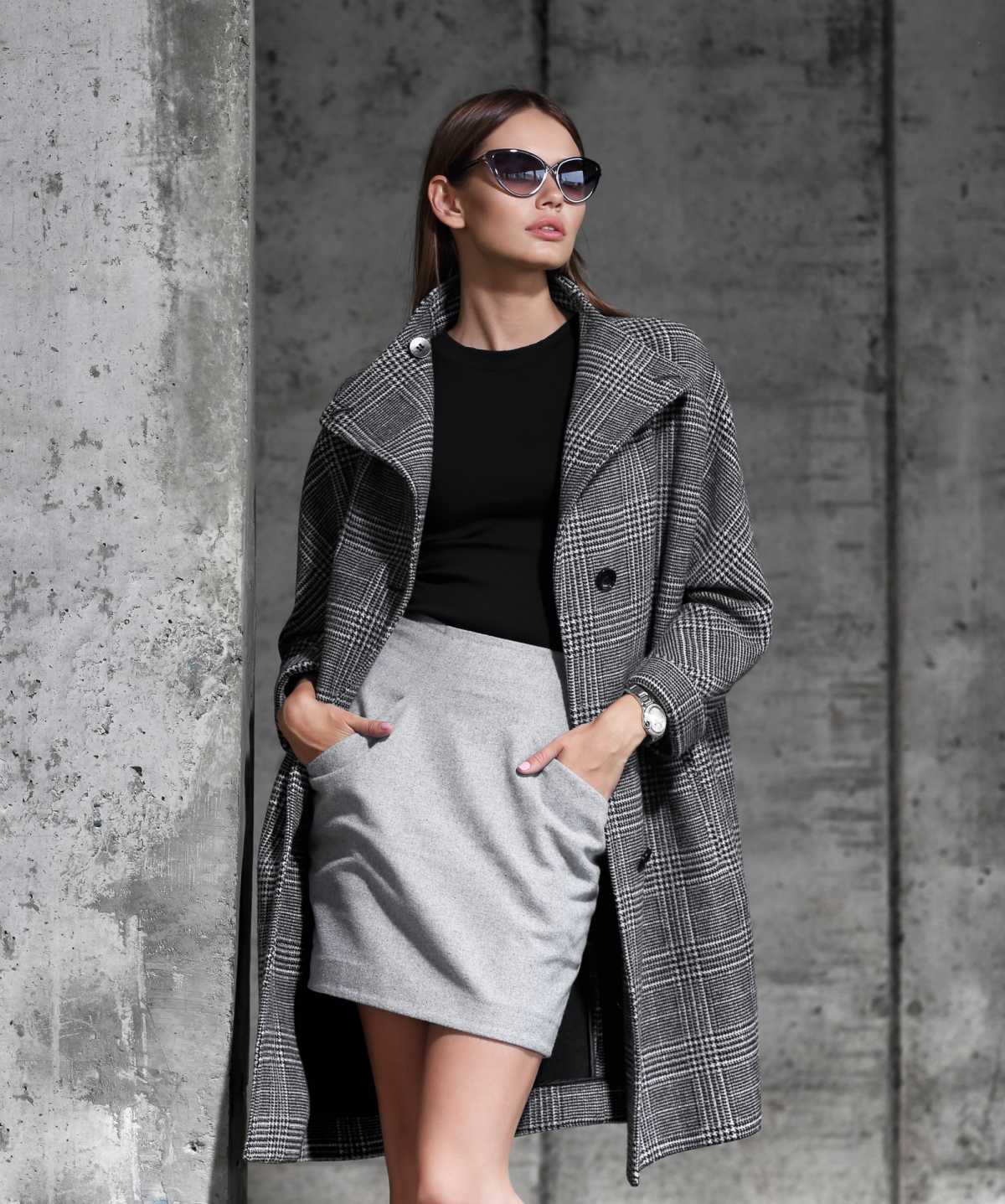 winter look with skirt and coat