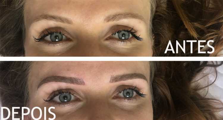 Before and after eyebrow micropigmentation