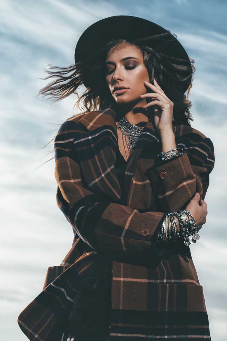 cowgirl style with plaid coat