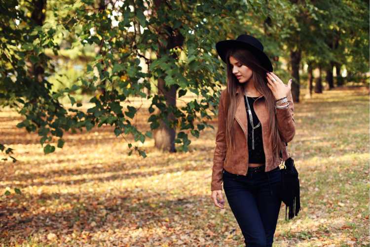 cowgirl style with brown suede coat