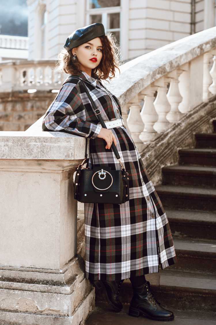 plaid long dress