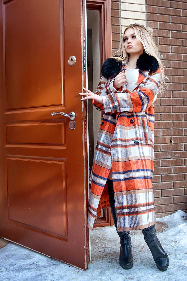 plaid coat look