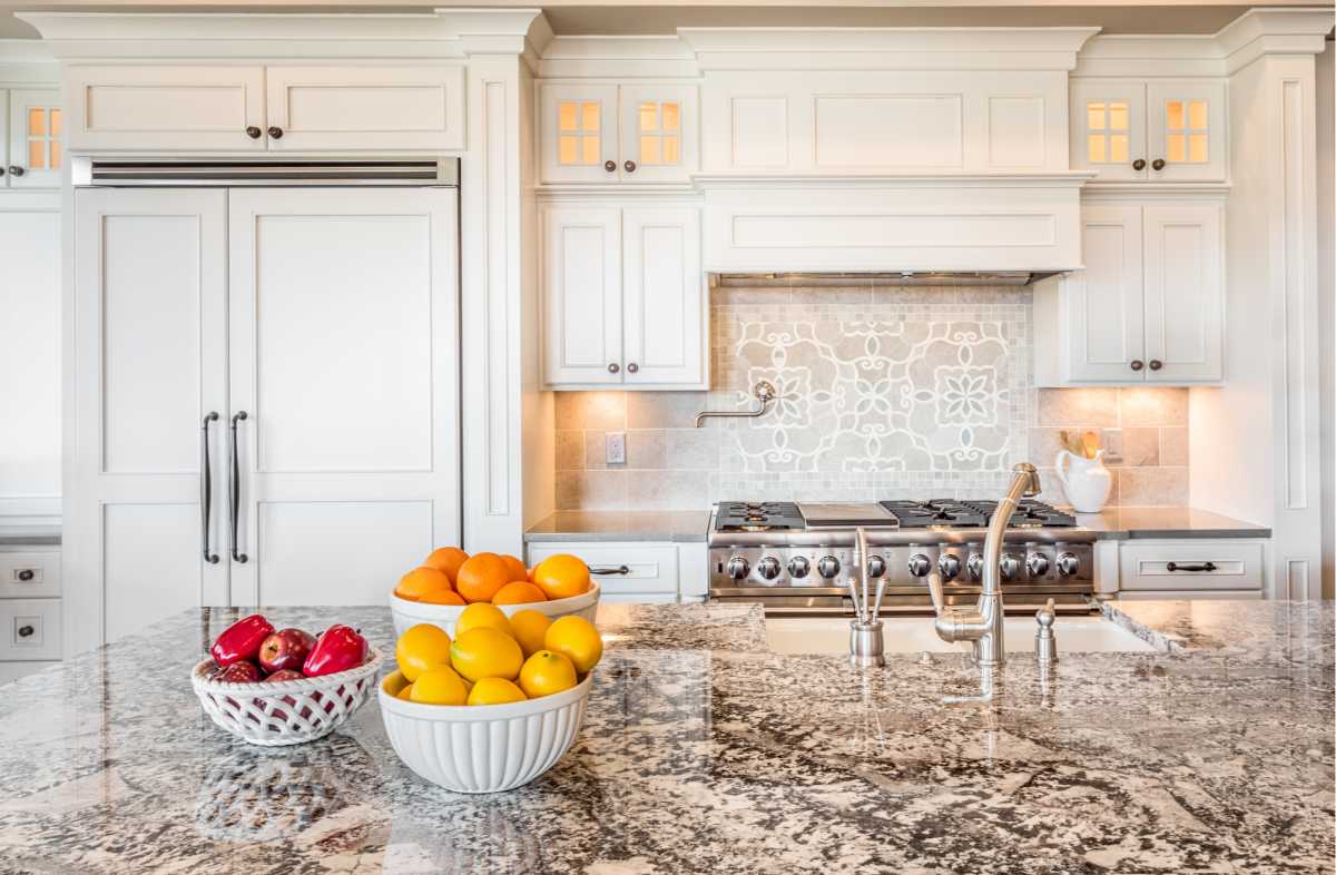 Kitchen sink with granite countertop