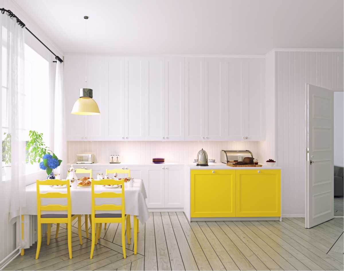 Kitchen with yellow details