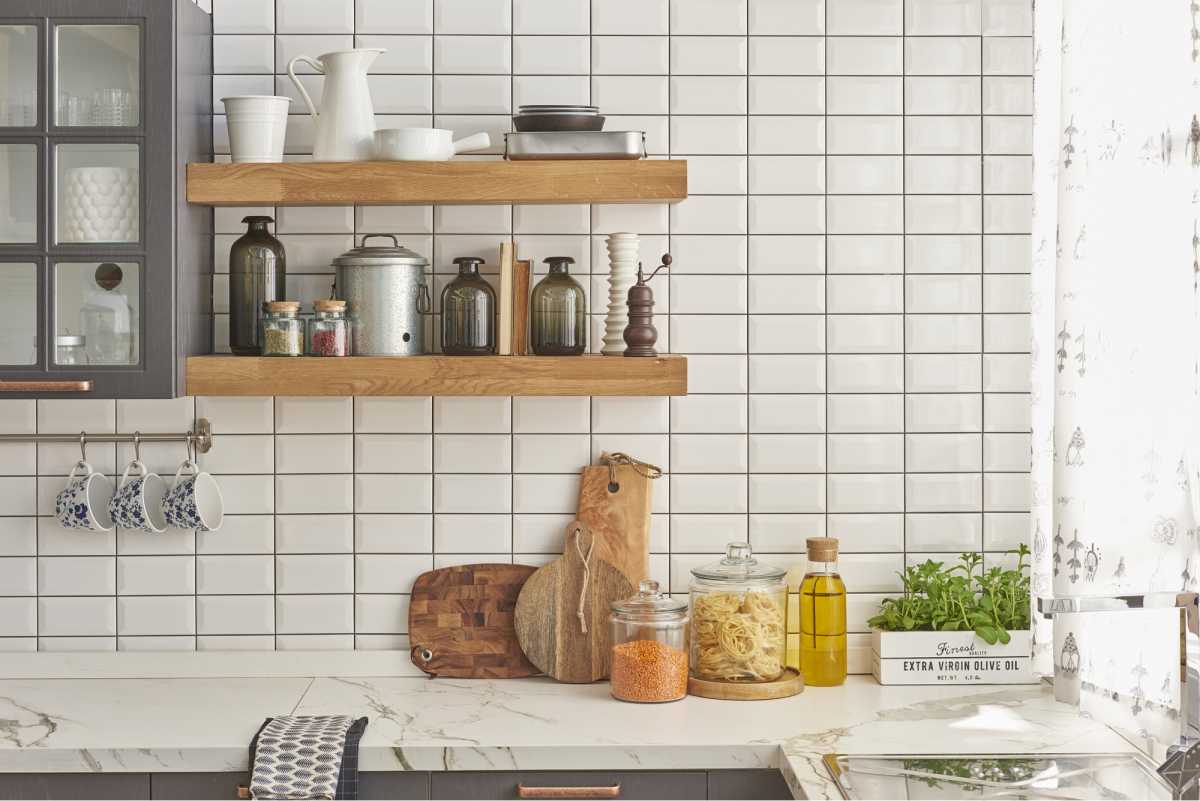 Utensil organizers make up a modern kitchen 