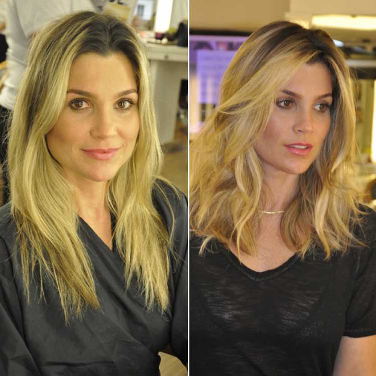 Flávia Alessandra before and after the Long Bob cut