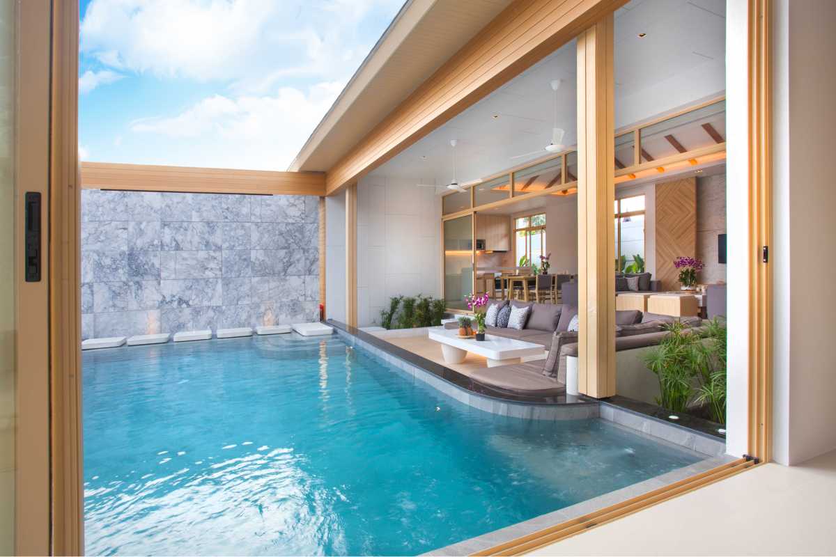 small pool integrated into the house