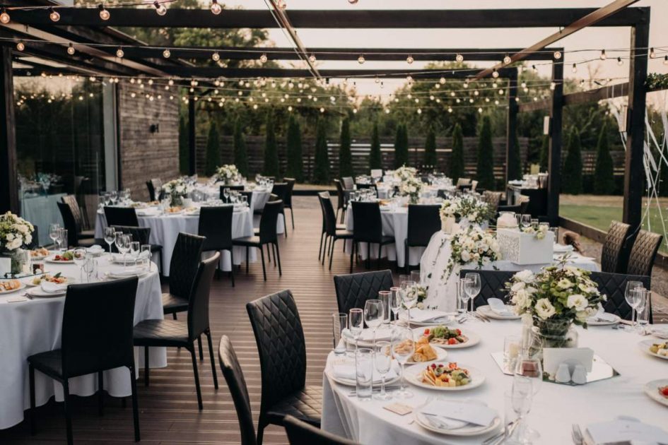 Wedding decoration with black chairs